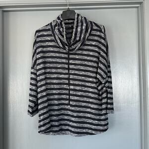 Joneswear Navy Blue Striped Pullover Women's Sweater 3/4 Sleeves sz 1X